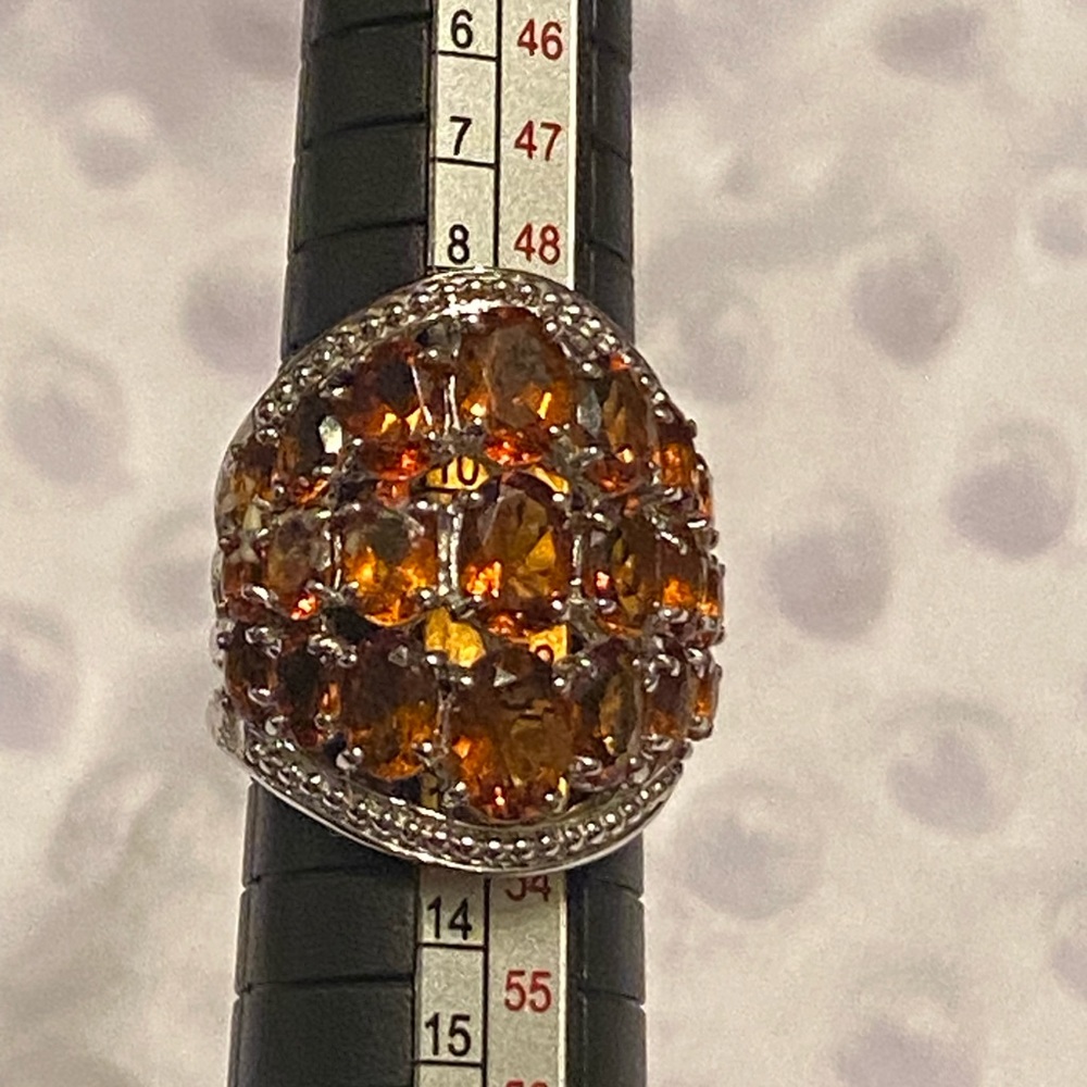 Honey Amber Cluster Victorian Style Sterling Silver Ring - Picture 8 of 8
